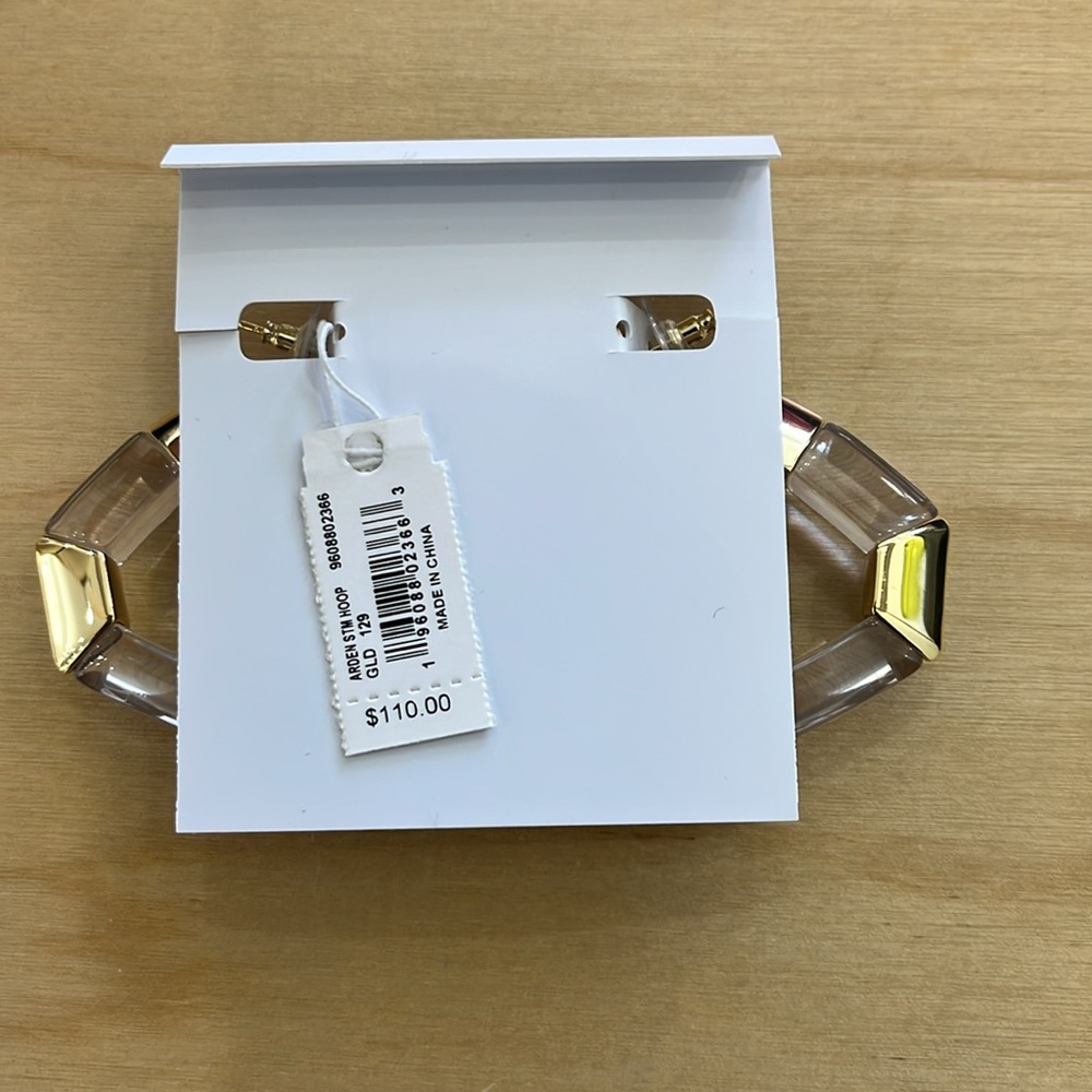 NWT Kendra Scott Gold and Clear Hoop Earrings - Picture 2 of 2